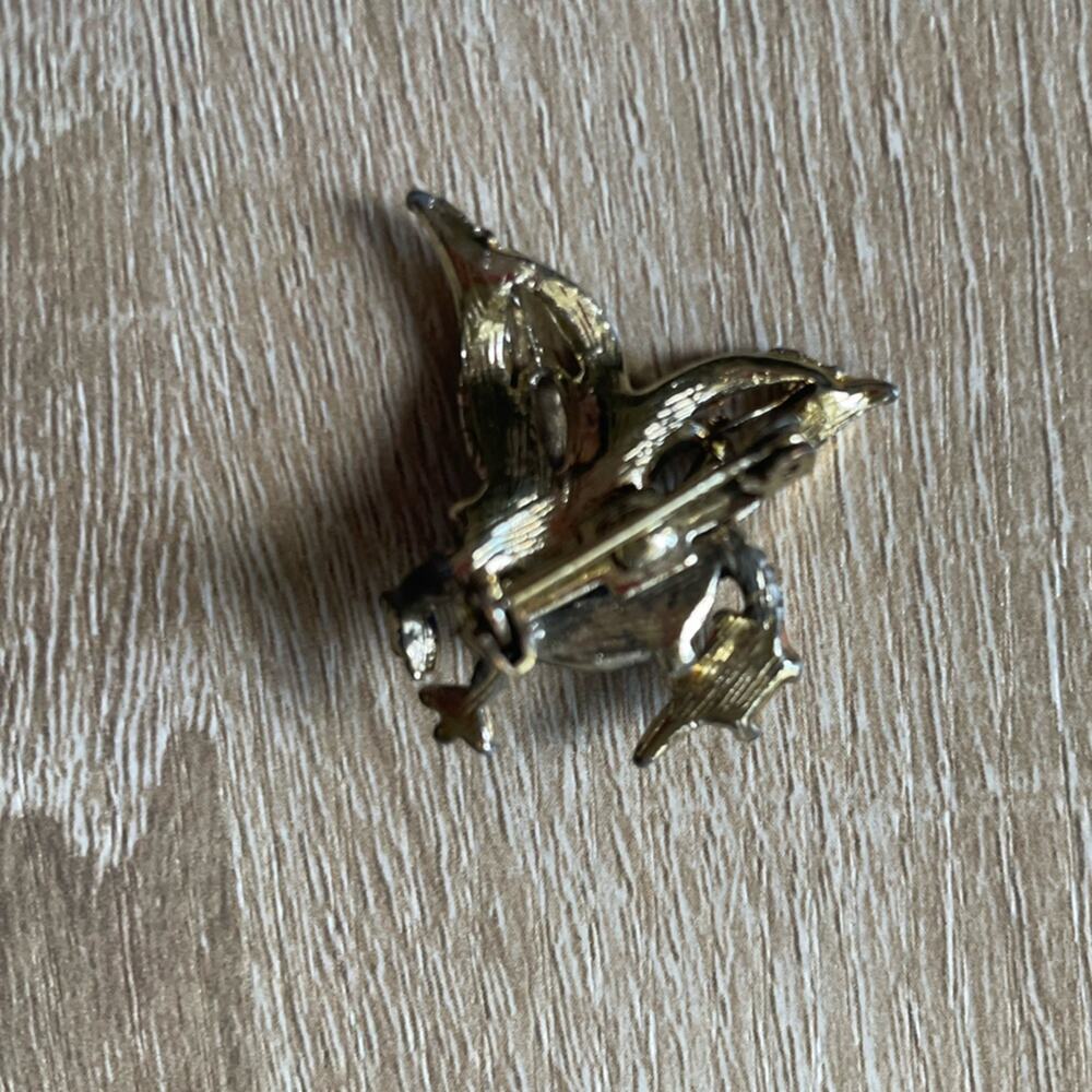 Vintage Blue and Gold tone Peacock Brooch/Pin Bird Cutesy Indie Accent Artsy - Picture 4 of 6